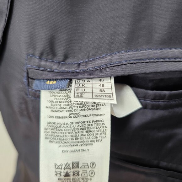 Brooks Brothers Regent 1818 Wool Men Sport Coat Blazer Blue Windowpane 46R - Picture 10 of 15